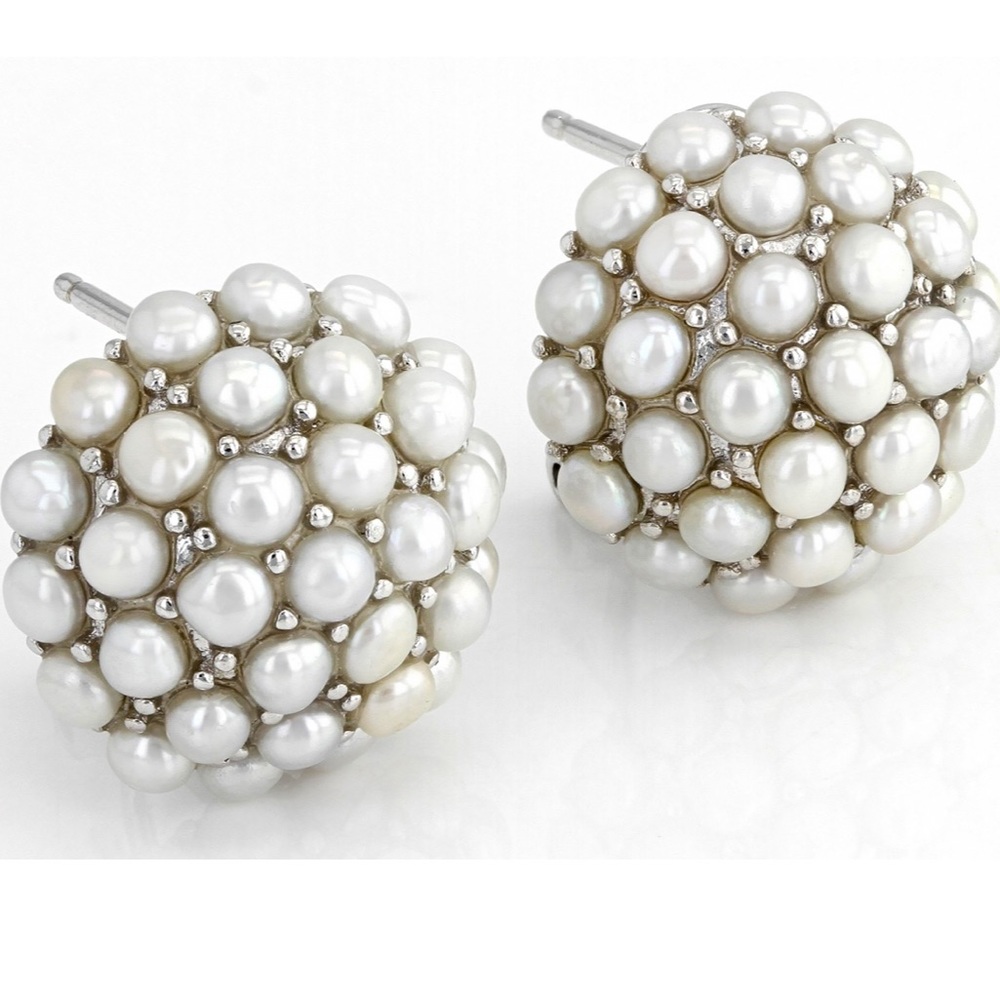 Cultured Freshwater Pearl Rhodium Over Sterling Silver Earrings 2.5-3.5mm - Picture 2 of 4